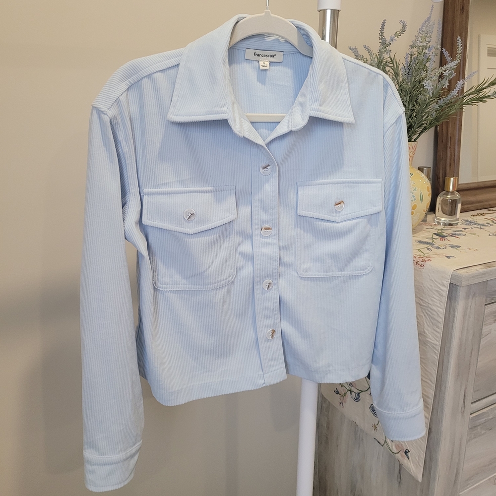 Francesca's Collections Light Blue Utility Jacket